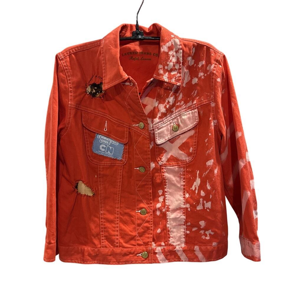 VERY SPECIAL polo ralph lauren red jacket Ft. Power puff Girls OOAK Size medium